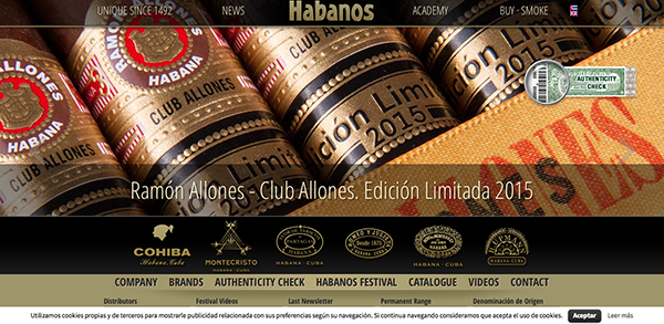 The new website of Habanos S.A. 